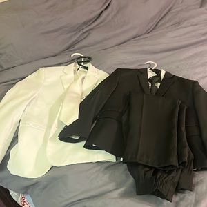 Boys 3 piece suit black jacket with white shirt black tie